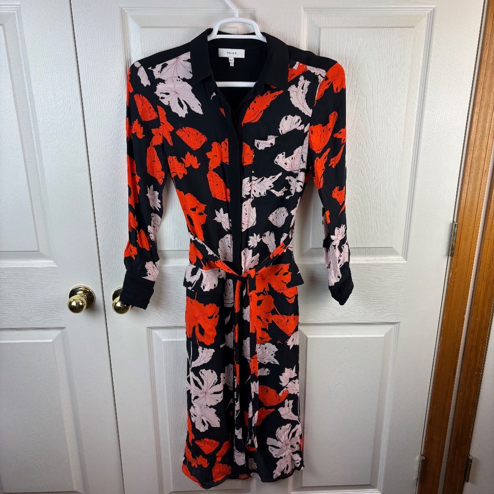 Reiss Cathleen Belted Tie Dress